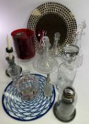 CUT GLASS & OTHER DECANTERS (3), decorative and advertising glassware, a mixed quantity to include a