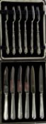CASED SILVER HANDLED PASTRY FOKS and a Harlequin set of silver handled knives, Sheffield