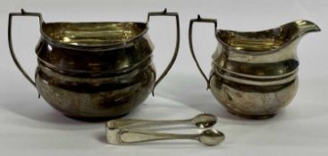 MATCHING SILVER SUGAR BOWL & MILK JUG, Chester 1913, makers George Nathan & Ridley Hayes, and a
