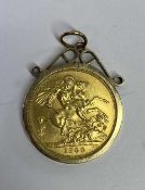 ELIZABETH II FULL GOLD SOVEREIGN 1968 in a nine carat gold pendant mount, 9.9grms gross