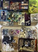 VINTAGE & LATER COSTUME JEWELLERY COLLECTION displayed on two trays to include marcasite, miracle,
