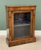 BURR WALNUT INLAID PIER CABINET WITH GILT METAL MOUNTS having a single glazed door and interior