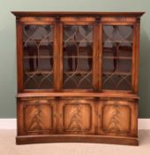 BEVAN & FUNNELL CONCAVE BOOKCASE CUPBOARD, three glazed upper doors over three cupboard doors,183cms