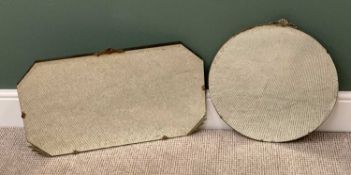 ART DECO STYLE MIRRORS (2), one octagonal 40cms H, 66cms W and one circular 46cms diameter