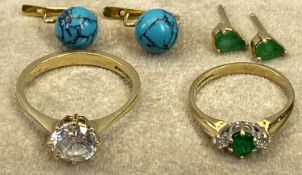 9, 14 & 18ct GOLD, PRECIOUS & SEMI PRECIOUS STONE MOUNTED JEWELLERY to include a 9ct gold emerald