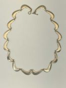 GEORG JENSEN - a 925 silver necklace of 16 'waves', 67grms