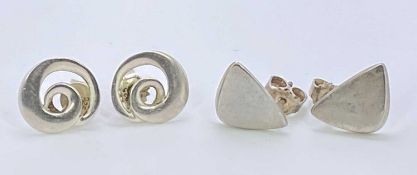 GEORG JENSEN - a pair of 925 silver looped earrings with butterfly fixings, 2grms and a Georg Jensen