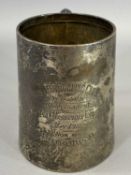 SILVER PRESENTATION TANKARD, Chester 1910, maker Barker Brothers, inscribed 