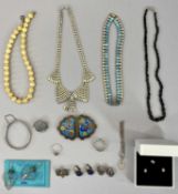 VINTAGE & LATER JEWELLERY GROUP OF SILVER, CLOISONNE, PANDORA CRYSTAL & OTHER ITEMS - lot includes