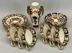 ROYAL CROWN DERBY TWIN HANDLED VASE - 16cms tall and a quantity of Royal Crown Derby Imari