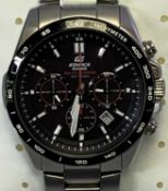 CASIO EDIFICE SOLAR POWERED STAINLESS STEEL BRACELET WRISTWATCH - Model No 5274, in original box