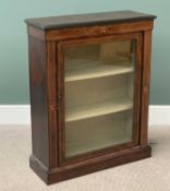 INLAID SIMULATED ROSEWOOD PIER CABINET having a single glazed door and fabric covered interior