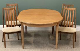 G-PLAN RED LABEL OVAL EXTENDING DINING TABLE, 73cms H, 163cms (closed), 208cms (fully open) and four