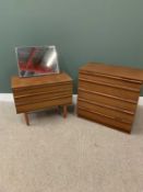 AVALON MID CENTURY TEAK BEDROOM FURNITURE (2) to include a five drawer chest, 82cms H, 81cms W,