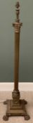 VINTAGE BRASS CORINTHIAN COLUMN STANDARD LAMP on a classical style wreath embossed stepped base,