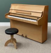 BARRATT & ROBINSON, LONDON LIGHTWOOD CASED UPRIGHT PIANO, 110cms H, 135cms W, 54cms D with a