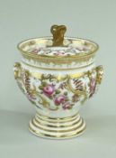 SWANSEA PORCELAIN CABARET SUCRIER, urn shaped on a circular pedestal foot, having twin handles (
