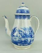 SWANSEA EARTHENWARE COFFEE-POT c.1797-1810, of bellied form with dome top and tear-drop finial,
