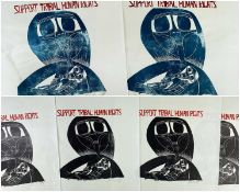 ‡ PAUL PETER PIECH (American-British, 1920-1996) set of six two colour lithographs - 'Support Tribal