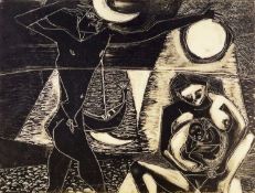 ‡ BLAIR HUGHES-STANTON ((1902-1981) monoprint - entitled 'Dawn I', signed and dated 1953, 32 x 41cms