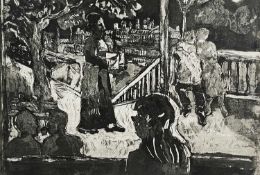 S PALMAN artist's proof engraving - entitled 'Moonlight - Priest and Lovers', signed, 28 x 39.5cms