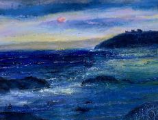 PETER JOHN JONES (contemporary) acrylic on canvas - entitled verso 'Sunset-Llanstephan', signed with