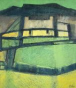 ‡ JILL JEFFERY (British contemporary) pastel - 'Pembrokeshire Pattern' cottage in landscape, signed,
