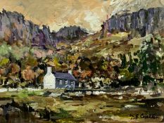 BORIS E CRICHTON oil under glass - Snowdonia mountain farmhouse, signed, 24 x 34cms