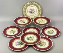 STAFFORDSHIRE FLORAL DECORATED DESERT WARE and a Paragon display plate, 27cms diam