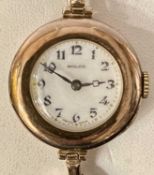 ROLEX LADY'S 9CT GOLD BRACELET WRISTWATCH - having stylised Arabic numerals set to a white dial, the