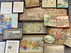 VICTORIAN PAINTED PAPER BUTTERFLY COLLAGE - in a glazed and wooden frame and a large assortment of