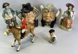 STAFFORDSHIRE FINE CERAMICS NOVELTY TEAPOTS - Dr Doolittle, 20cms H and Rumpole, Bretby horse and