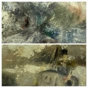 WILLIAM SELWYN RCA early mixed media pictures (2) - one of the railway track near Caernarfon Quay,