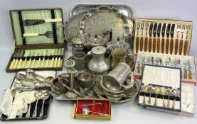 EPNS & OTHER METAL WARE - a mixed quantity to include serving trays, tea service, cased and loose