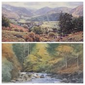 ROB PIERCY coloured print - titled 'Aberglaslyn', signed in full, 31 x 21cms and KEITH MELLING