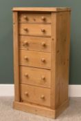 REPRODUCTION PINE WELLINGTON CHEST having six drawers, 120cms H, 56cms W, 40cms D