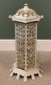 VICTORIAN CAST IRON CONSERVATORY HEATER, hexagonal form, painted white, 80cms H, 45cms W, 45cms D