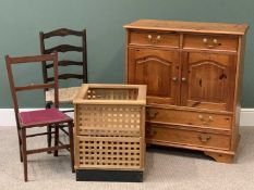 FURNITURE ASSORTMENT (4) - modern pine four drawer and two door cupboard, 104cms H, 93cms W, 45cms