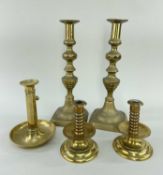 PAIR 17TH CENTURY STYLE BRASS CANDLESTICKS, S.Eastman Co. Concord. New York, another socket