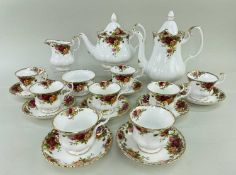 ROYAL ALBERT BONE CHINA 'OLD COUNTRY ROSES' TEA & COFFEE SET, including teapot, coffee pot, milk