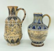 DOULTON LAMBETH EWER / JUG, having incised band of ducks within geometric borders, incised