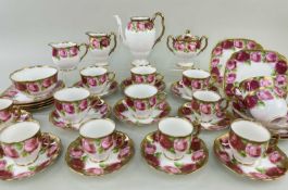 RARE ROYAL ALBERT 'OLD ENGLISH ROSE' PART TEA & COFFEE SERVICE, comprising coffee pot (no cover),