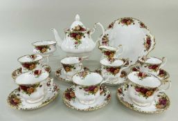 ROYAL ALBERT BONE CHINA 'OLD COUNTRY ROSES' TEA SET FOR EIGHT, including tea pot, sugar basin,