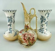 DOULTON LAMBETH CARRARA WARE ITEMS comprising pair of Eliza Simmance berry and foliate decorated
