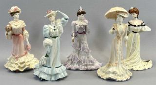 COALPORT GOLDEN AGE FIGURES (4) & A BELLE EPOQUE FIGURINE 'SOPHIE' FIGURE - 23cms H the tallest