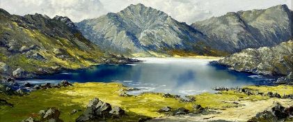 CHARLES WYATT WARREN oil on board - labelled with artist's stamp verso and titled 'Garn and Llyn