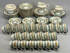 CROWN STAFFORDSHIRE 70 PIECE TEA & COFFEE WARE SET - having a blue and white double banded pattern