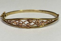 CLOGAU 9CT GOLD 'TREE OF LIFE' BANGLE - 6.5cms across, 13grms, in original presentation box