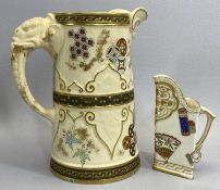 ROYAL WORCESTER JUGS - 20.5cms tall, 13cms diameter and one smaller of triangular form, 12.5 x 5.