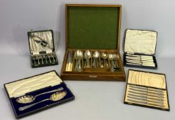 CASED & LOOSE QUANTITY OF SILVER & EPNS CUTLERY - to include a cased set of six Sheffield silver
